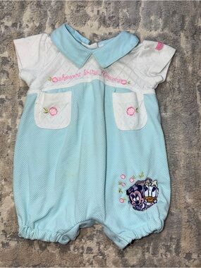 VTG 90s Disney Babies Summer Romper Showers Bring Flowers Girl 3/6 months